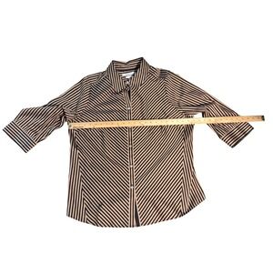 Foxcroft Striped Button Up Shirt 3/4 Sleeve Womens 2X